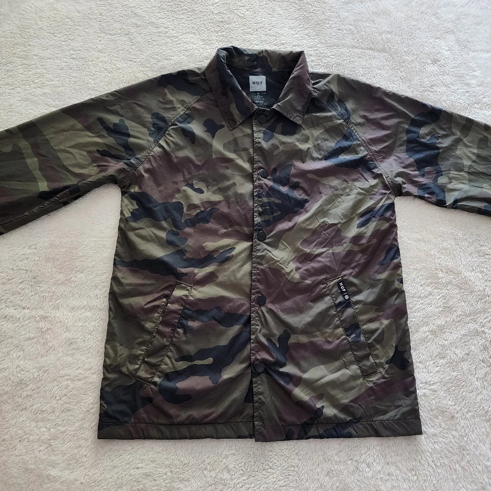 HUF Camo Coaches Jacket, Youth Size Medium, GUC - Woodland Camo - Picture 1 of 8